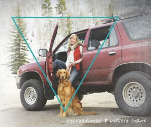 woman with dog by 4Runner