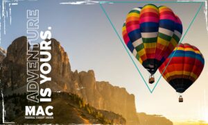 Hot air balloons flying